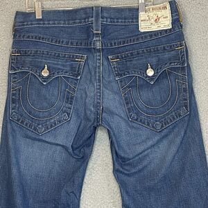 True Religion Womens Billy Jeans Sz 33x30 Altered Straight Flap Pocket Stretch